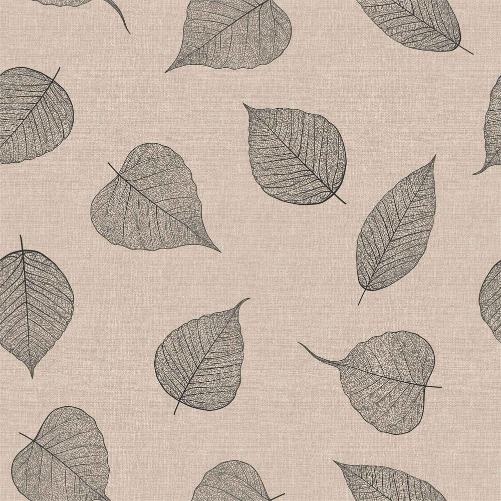 Textillia Feuillys Linen - Vaxduk i linnelok med torkade svarat blad