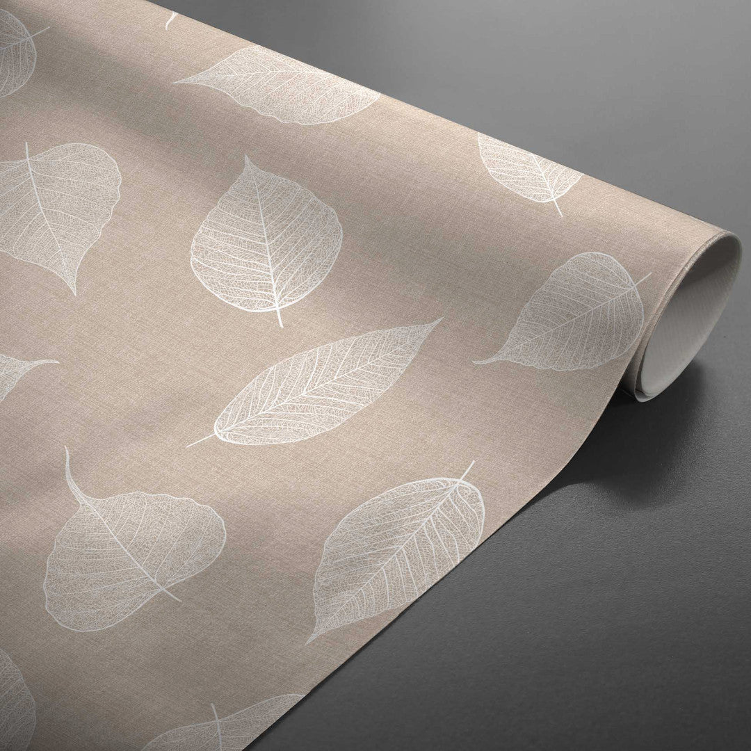 Vaxduk i linnelook Textillia Feuillys white på rulle