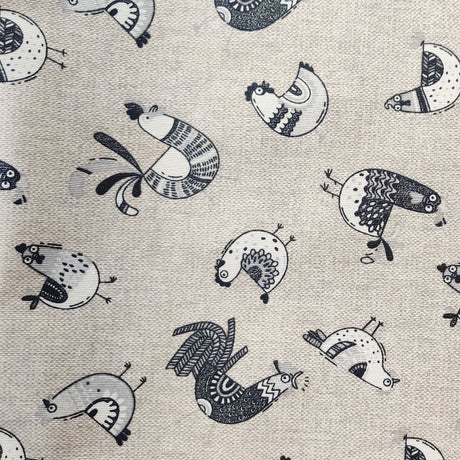 Textilvaxduk i linnelook med grå hönor