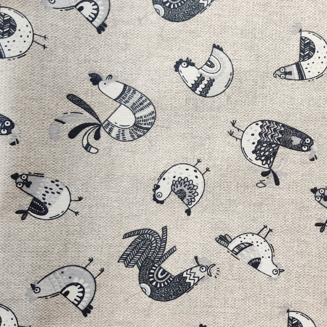 Textilvaxduk i linnelook med grå hönor