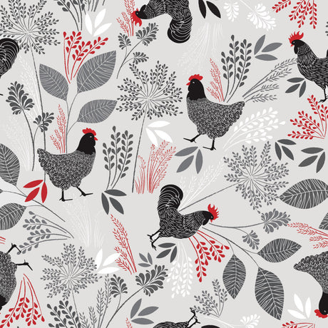 Fjäderfä Flora – Vaxduk med tuppar och höns