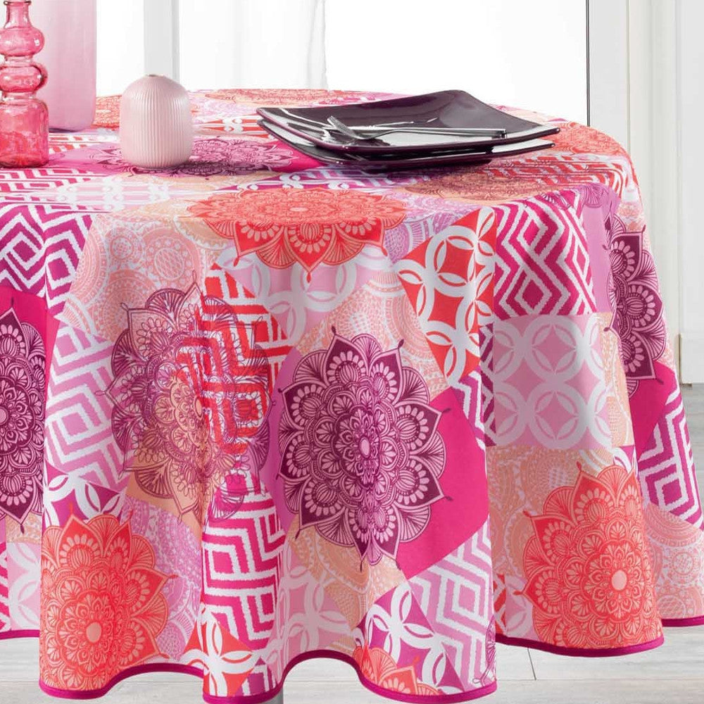 Flamenco Pink Ø 180 cm, rund duk med fläckskydd