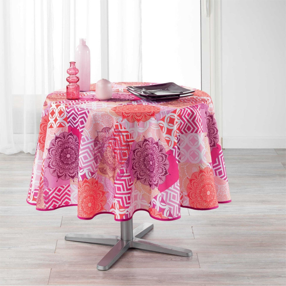 Flamenco Pink Ø 180 cm, rund duk med fläckskydd