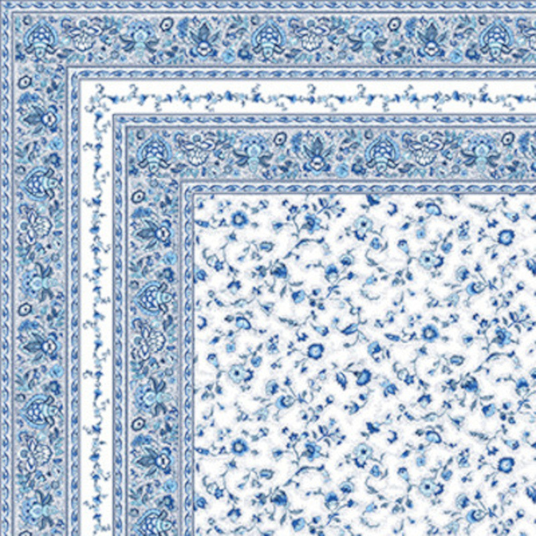 Fleurs Des Champs Blå/vit - Rektangulär provenceduk 160 x 160 cm, hörn