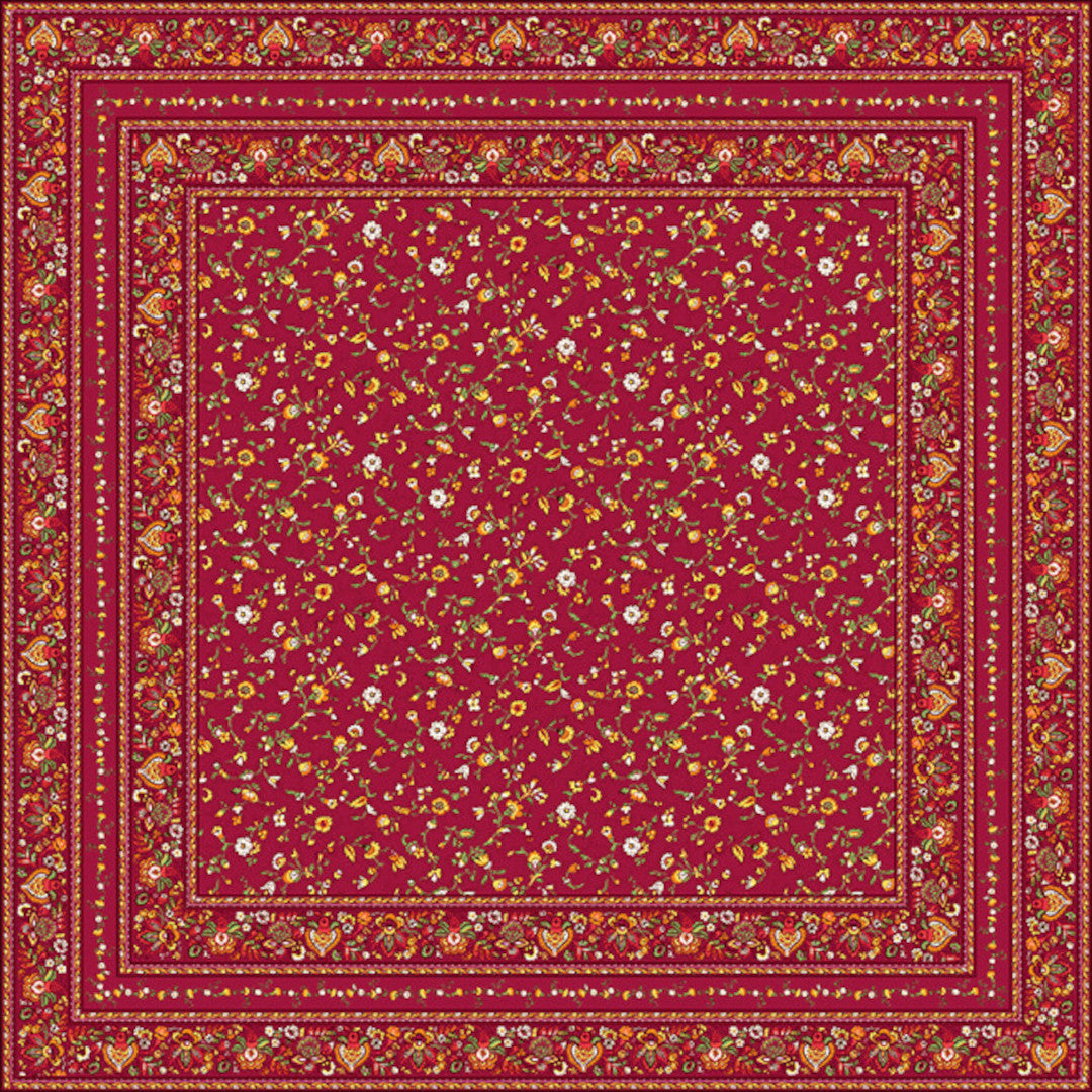 Fleurs Des Champs Röd - Rektangulär provenceduk 160 x 250 cm, motiv