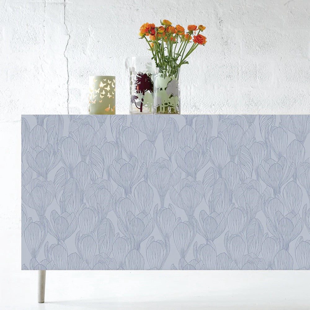 Flora Helikon Blue - Notes by Susanne Schjerning - textilvaxduk med glidskydd