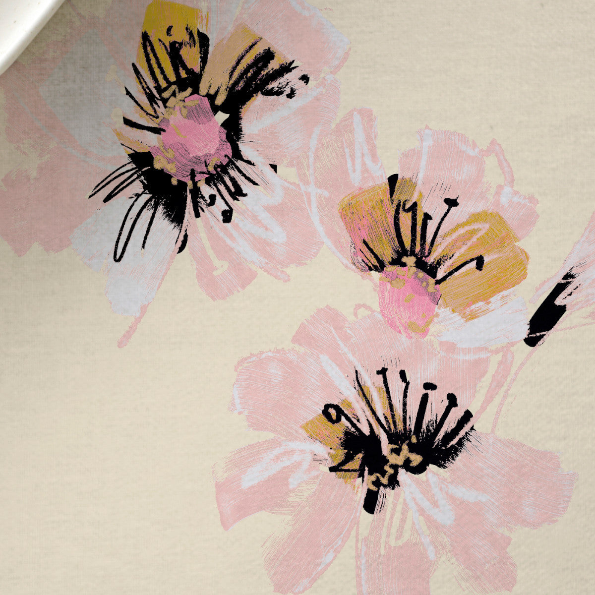 Flora Yellow - Sødahl textilduk med konstnärliga blommor