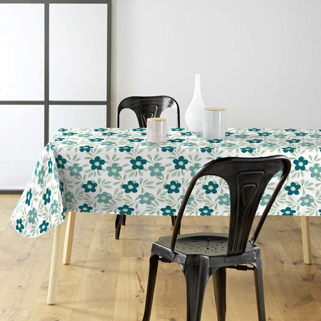 Flory Blue - Elegant vaxduk med fina blå blommor miljöbild