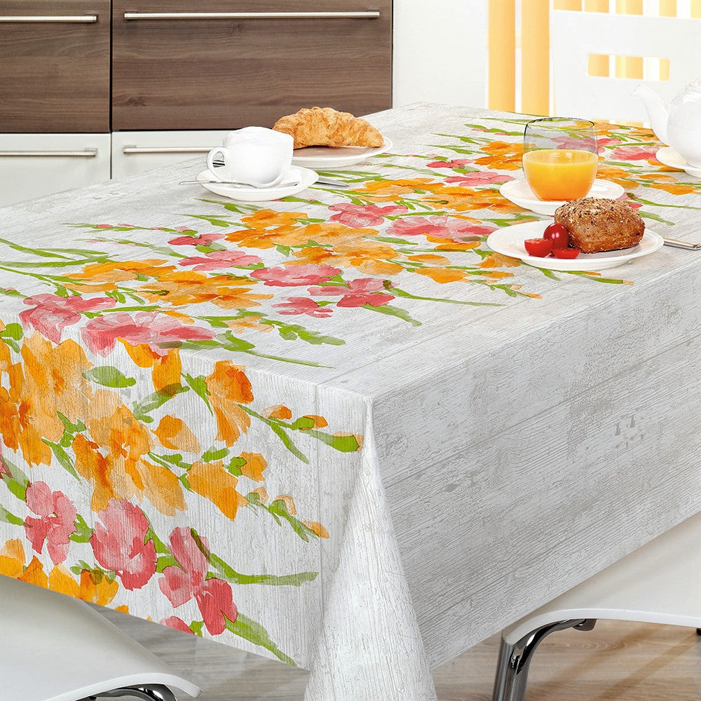 Flower Bouquet - Vaxduk med gladiolus på plankbakgrund