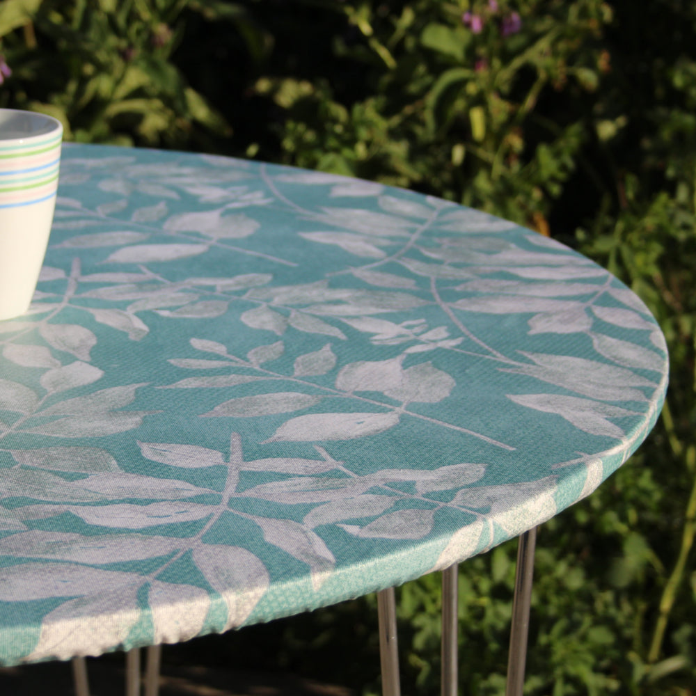 Foppa blå nyanser - rund textilvaxduk med resårkant