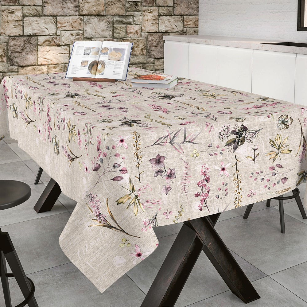 Vår-duk – Textilvaxduk med röda blommor, 160 cm bred