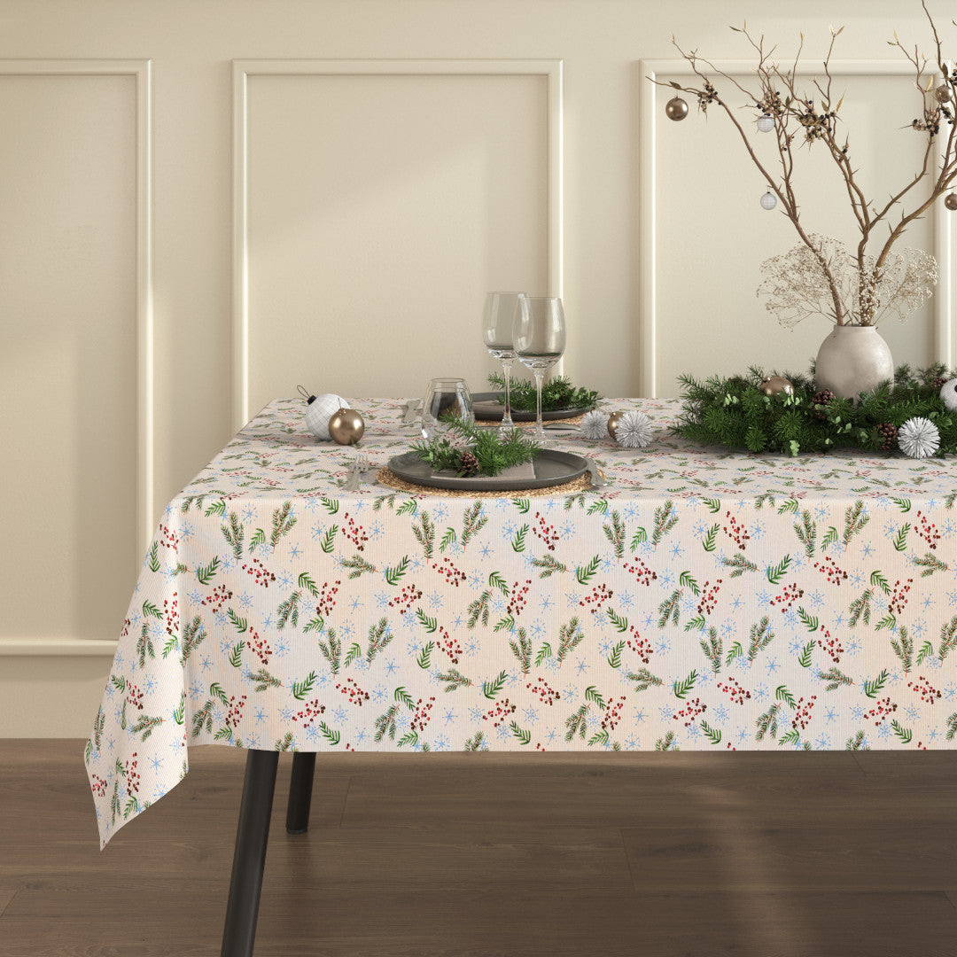 Miljöbild av Frost og Evergreens - textilduk med jul- och vintermotiv,