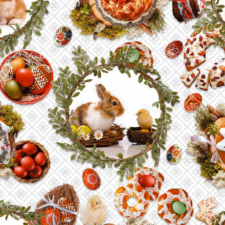 Närbild av Påsk vaxduk - snygg duk med fint påsk motiv