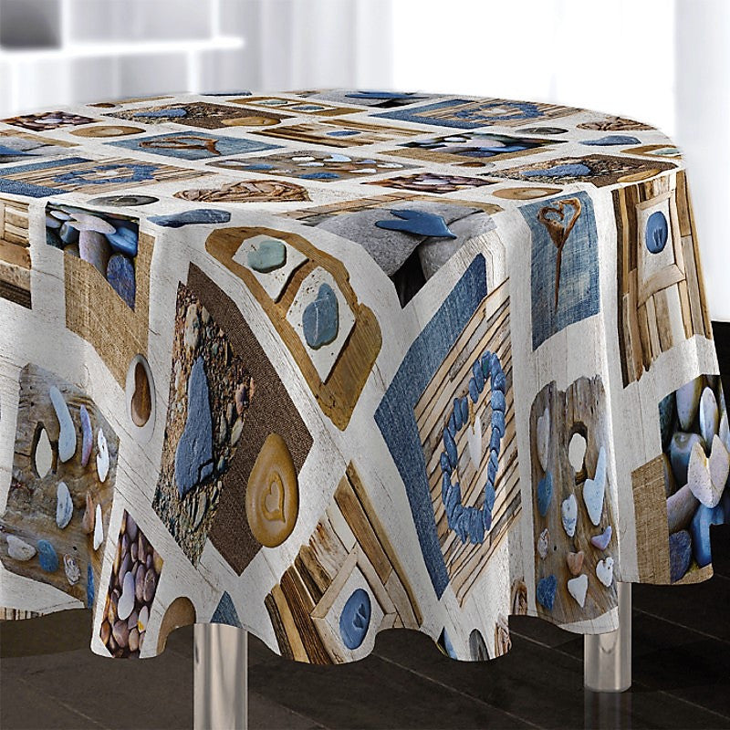 Garlet rund duk Ø 180 med stenmönster