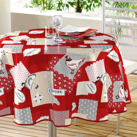 Galipa Red - Rund vaxduk Ø 155 cm