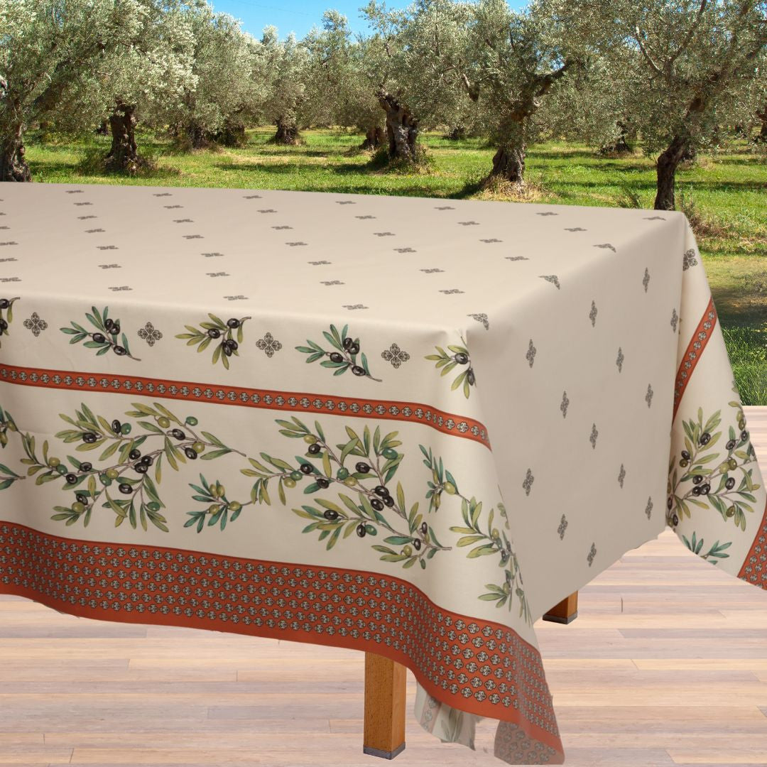Garance Argile - Provence textilvaxduk med oliver - 155 cm bred