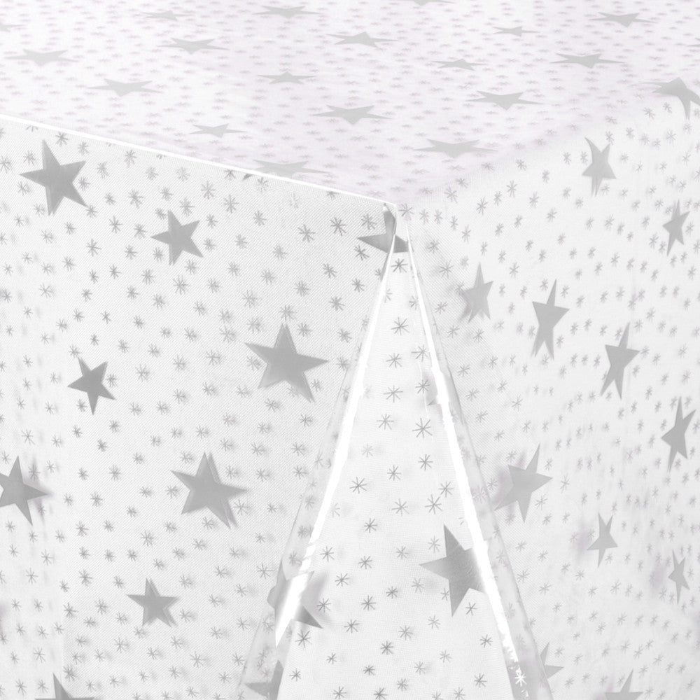 Genomskinlig vaxduk med silverstjärnor