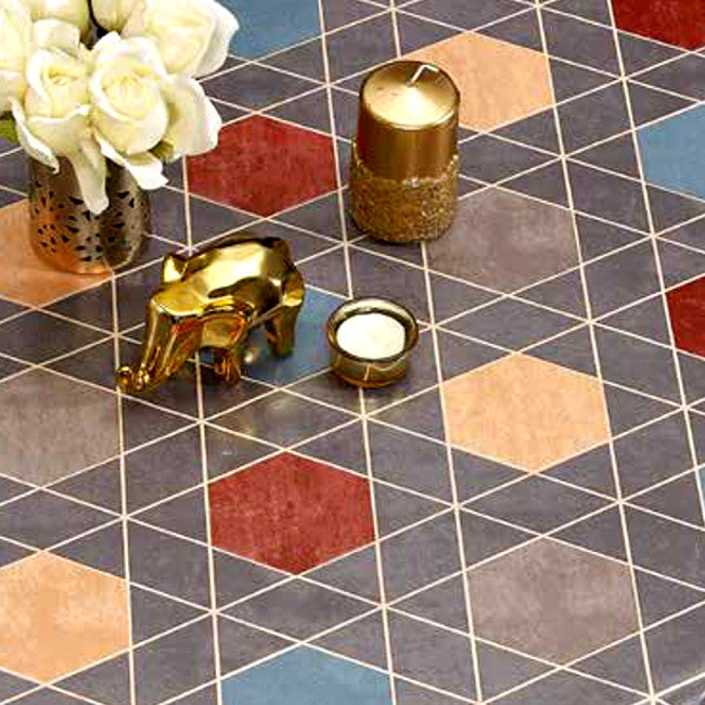 Geometric Blocks - Rund vaxduk med enkel grafisk design