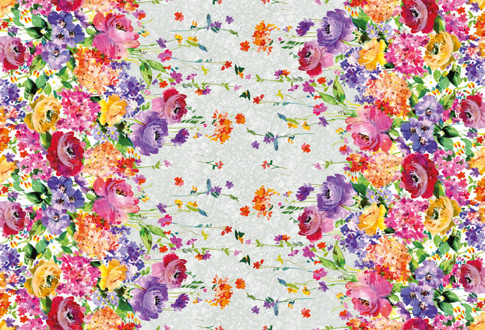 Närbild av Giardino Fiorito, Blomsterträdgård – vaxduk med underbara blommor