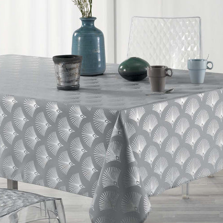 Goldy Metallic Print - Grey/Silver - Duk med fläckskydd - 150 x 240 cm