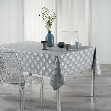Goldy Metallic Print - Grey/Silver - Duk med fläckskydd - 150 x 240 cm