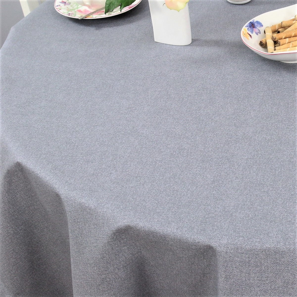 Rund textilvaxduk grå - Dali 160 cm bred