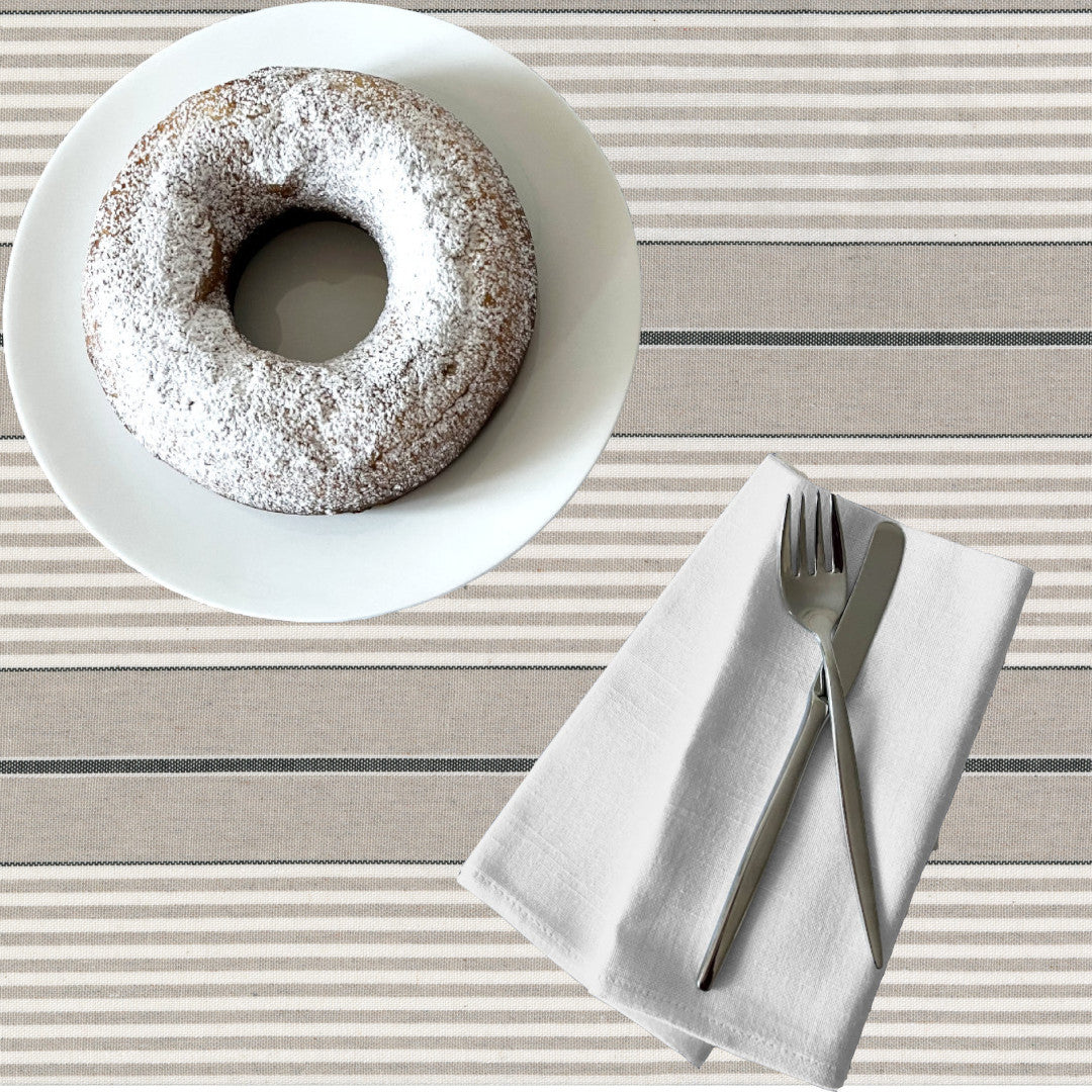 Grå Nordisk Olmer Rand - textilduk i rustik linnelook