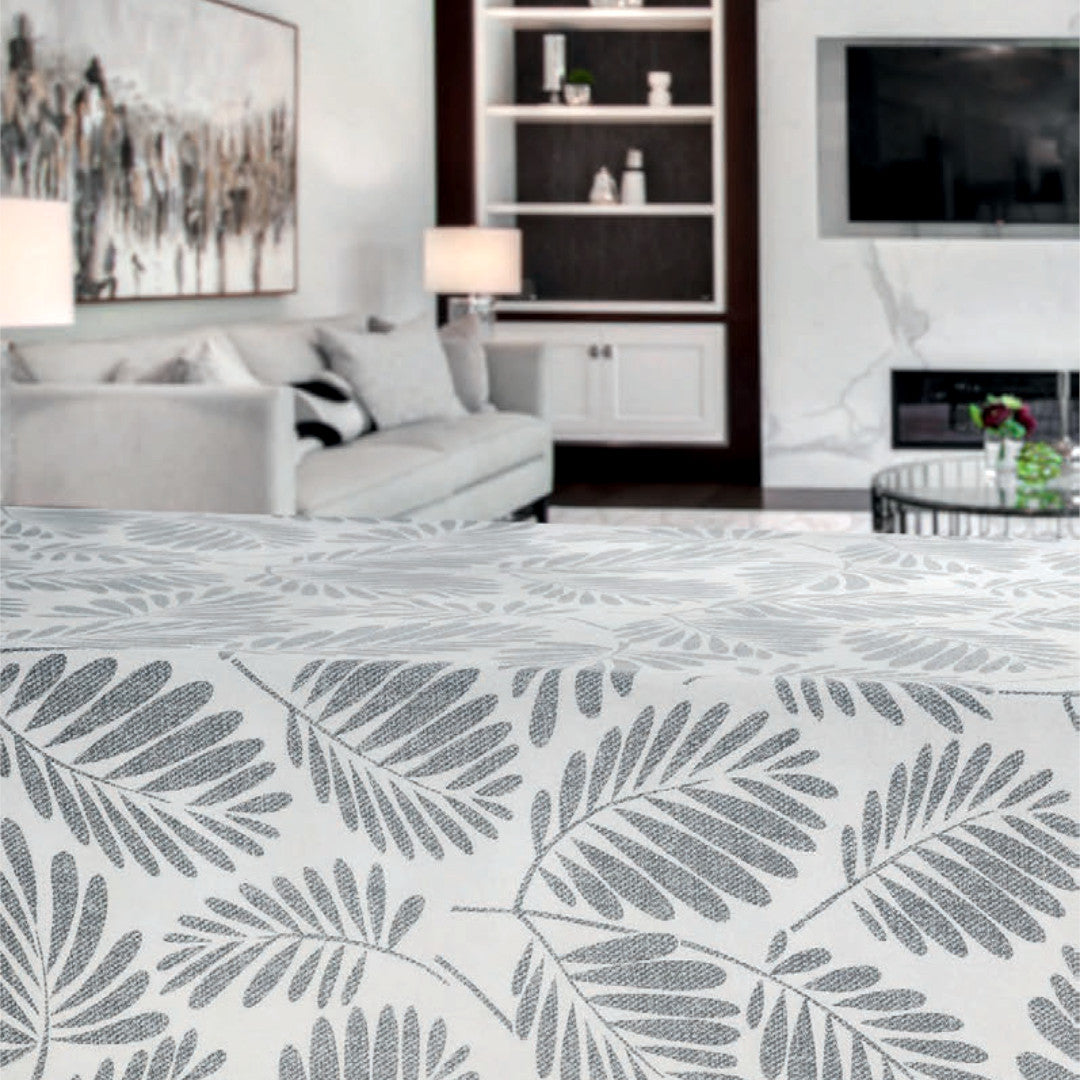 Grå Palmer - Vaxduk med palmblad på sandfärgad bas