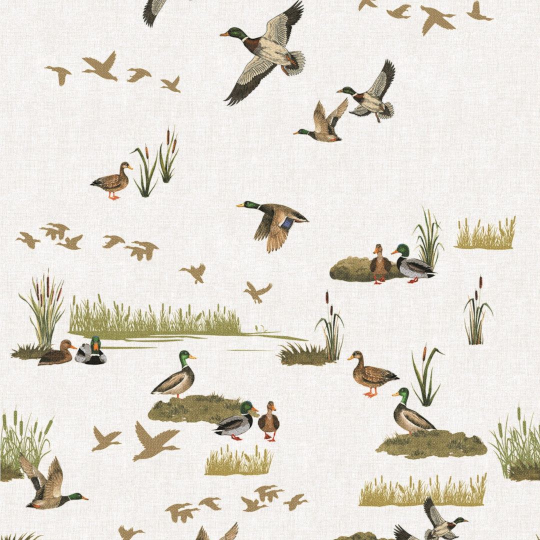 Gräsänder i kärret - Vaxduk med naturmotiv i jaktstil
