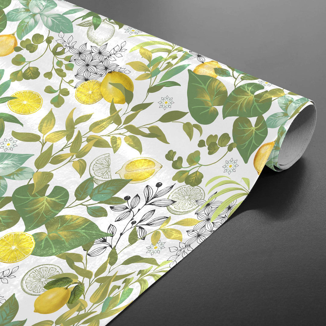 Grace Citrus Garden - Vaxduk med citroner och gröna bladpå rulle
