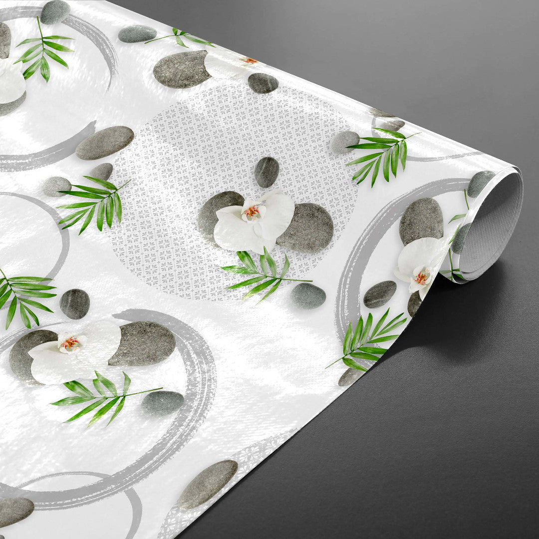 Gravity - Lugnande vaxduk med orkidéer och stenar