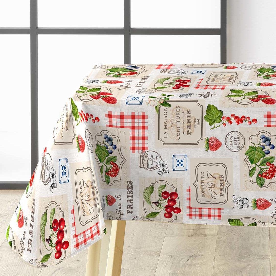 På bordet Griotte - Nostalgisk fransk vaxduk med fruktmotiv