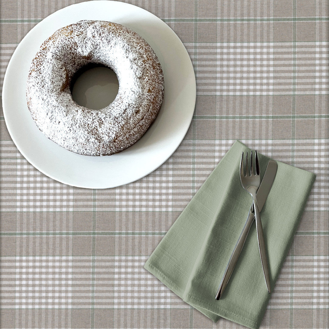 Grön Nordisk Olmer Tern - textilvaxduk i rustik linnelook