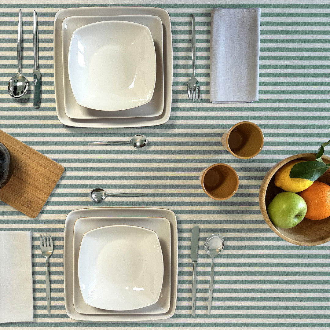 Grön Nordisk Rand - Textilduk i rustik linnelook miljöbild