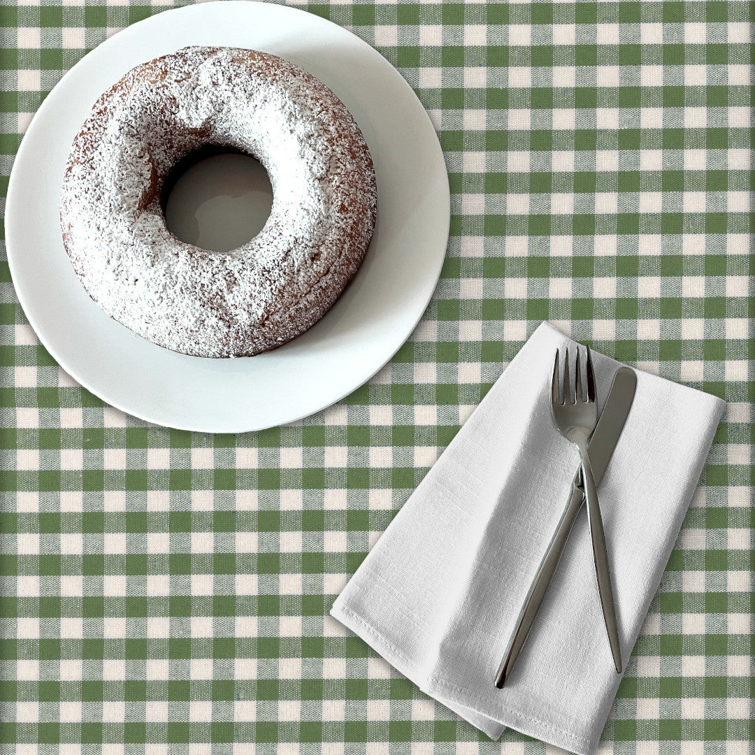 Grön Nordisk Rutig - Textilvaxduk i rustik linnelook