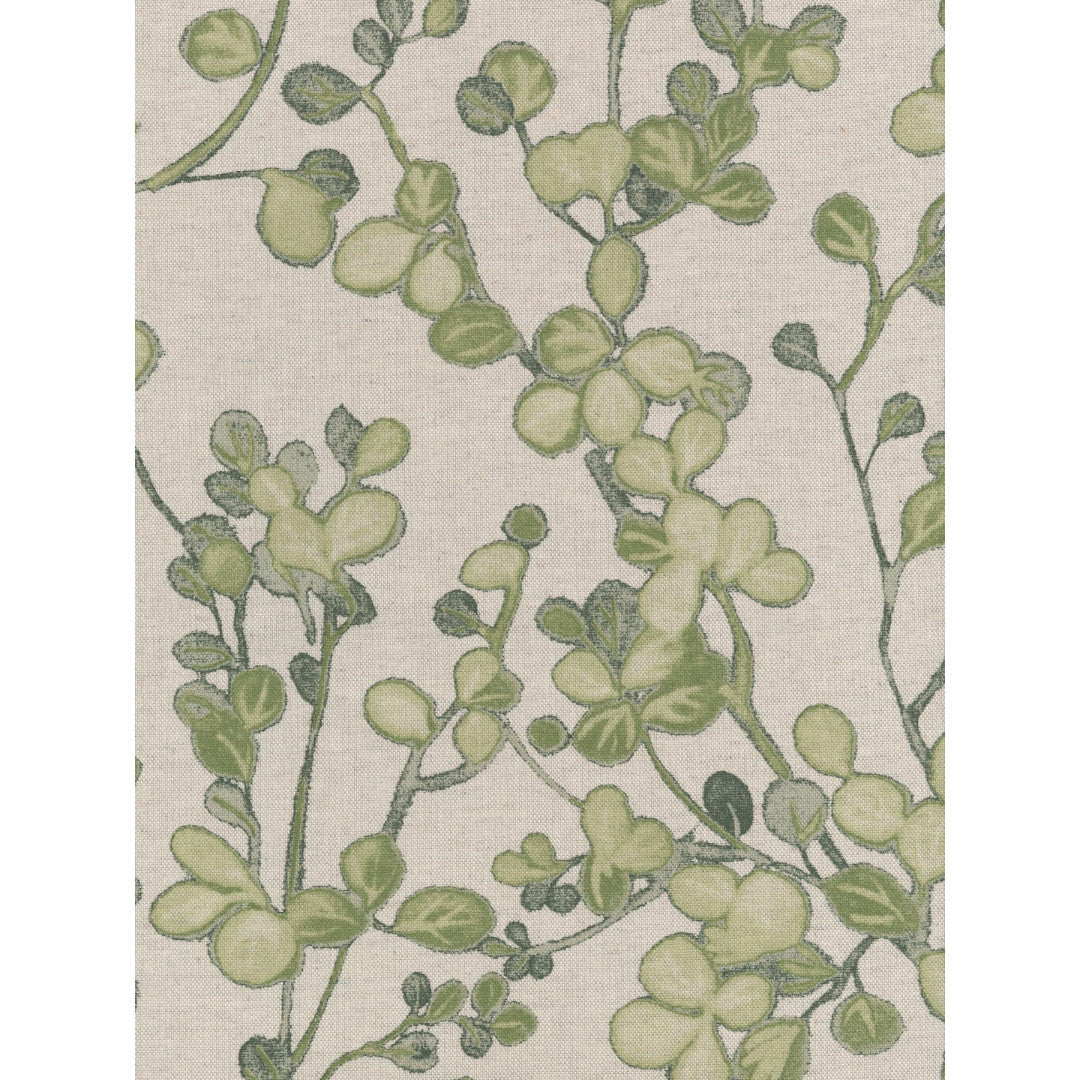 Grön Vildvin - textilduk med linnelook närbild