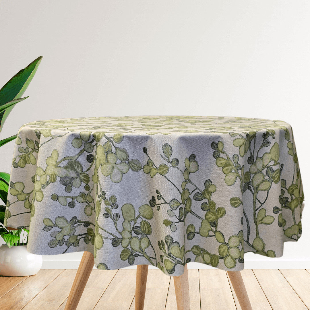 Grön Vildvin - textilduk med linnelook