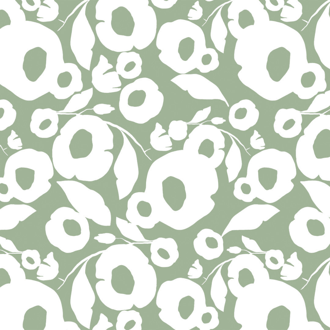 Growing Up Sage - 160 cm bred vaxduk med abstrakta blommor