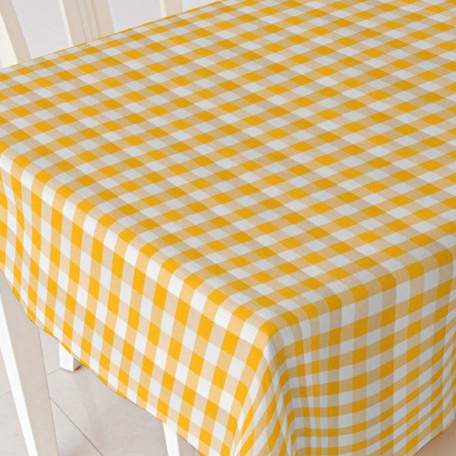 Gul- och vitrutig vaxduk, 140 cm bred