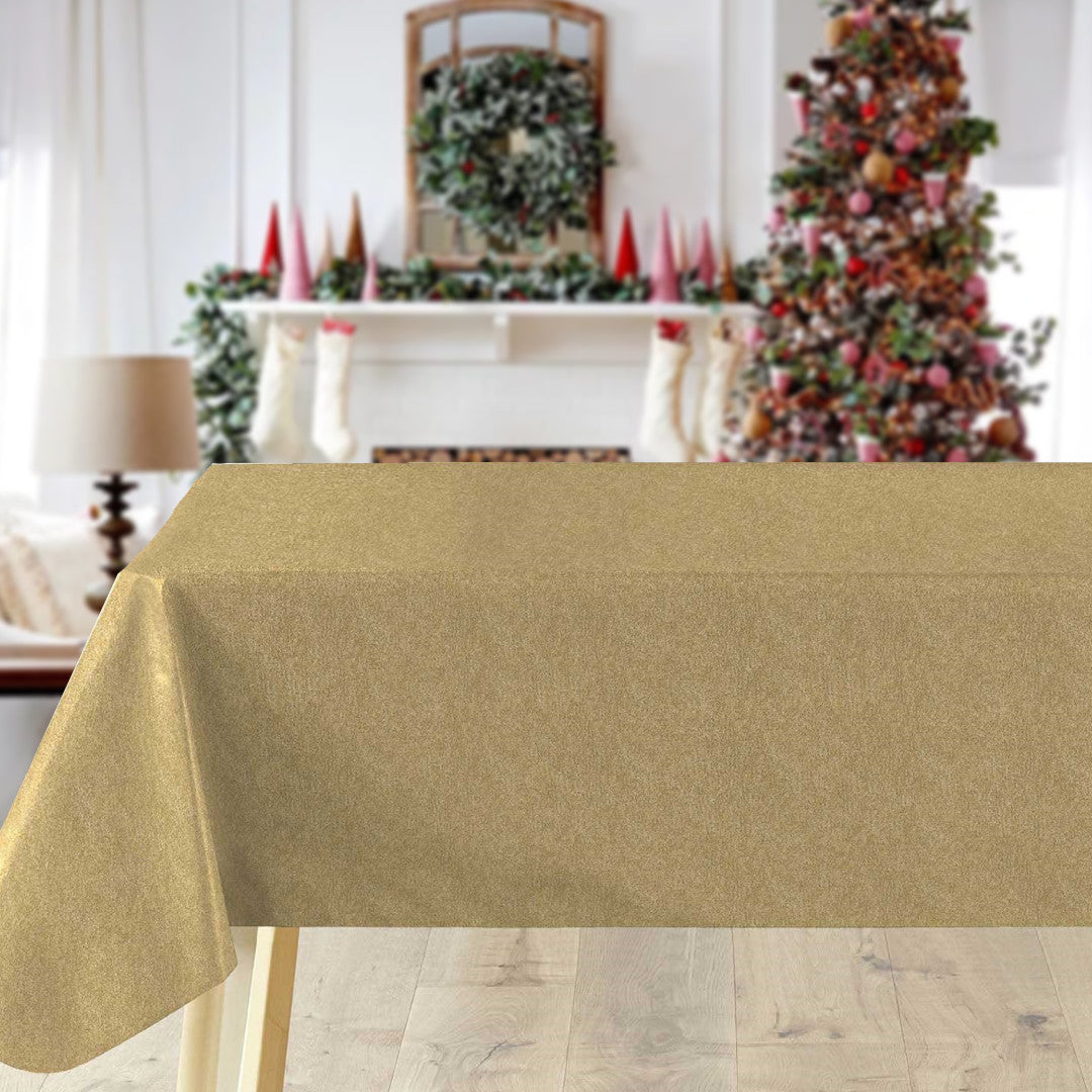Guldskimmer - enfärgad julbordsduk i metallic-look miljöbild