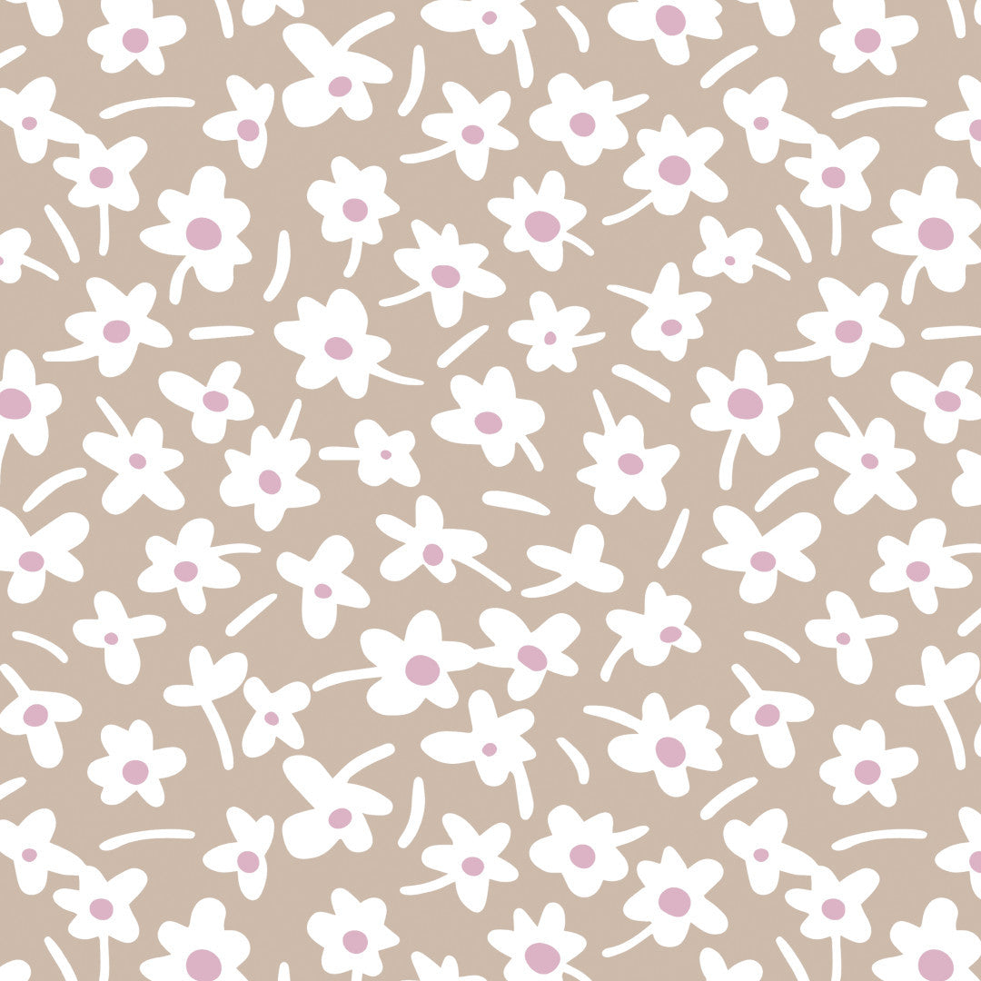 Happy Days Mocha - 160 cm bred vaxduk med blommor
