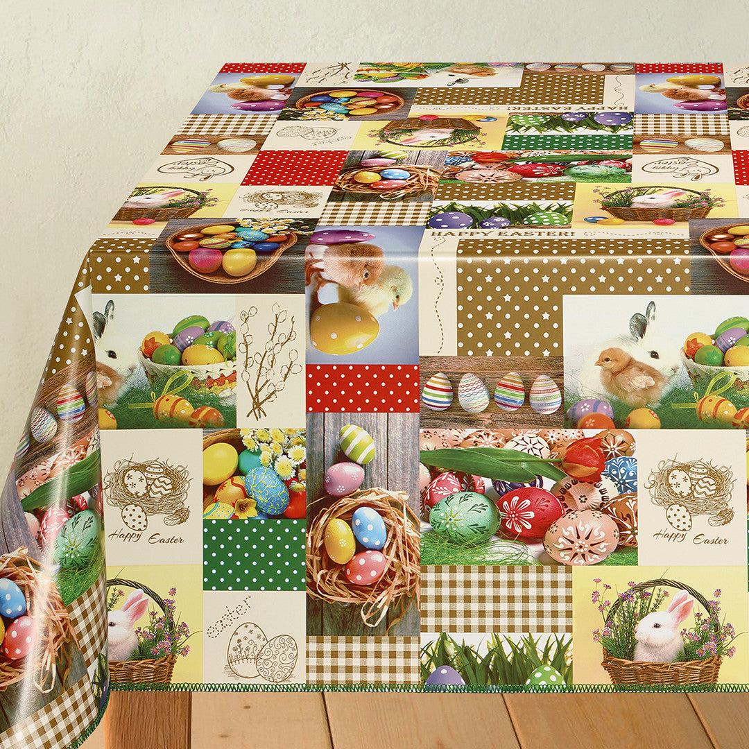 Happy Easter - härlig påskvaxduk med allt vad det innebär