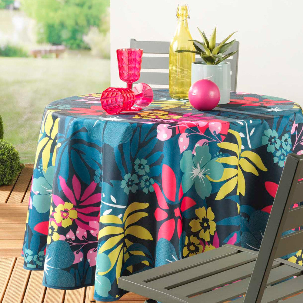 Hawai Blue Ø 180 cm, rund duk med fläckskydd