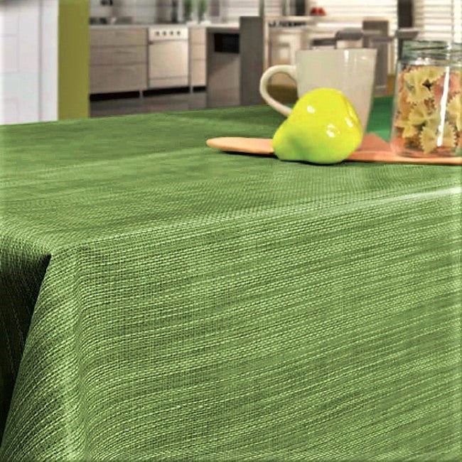 Hessian-look i grönt. Enfärgad retro duk i 70-talsstil, 140 cm bred