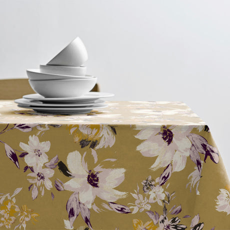 Södahl History Bloom Gold 140 cm 100% bomull, textilvaxduk med glidskydd