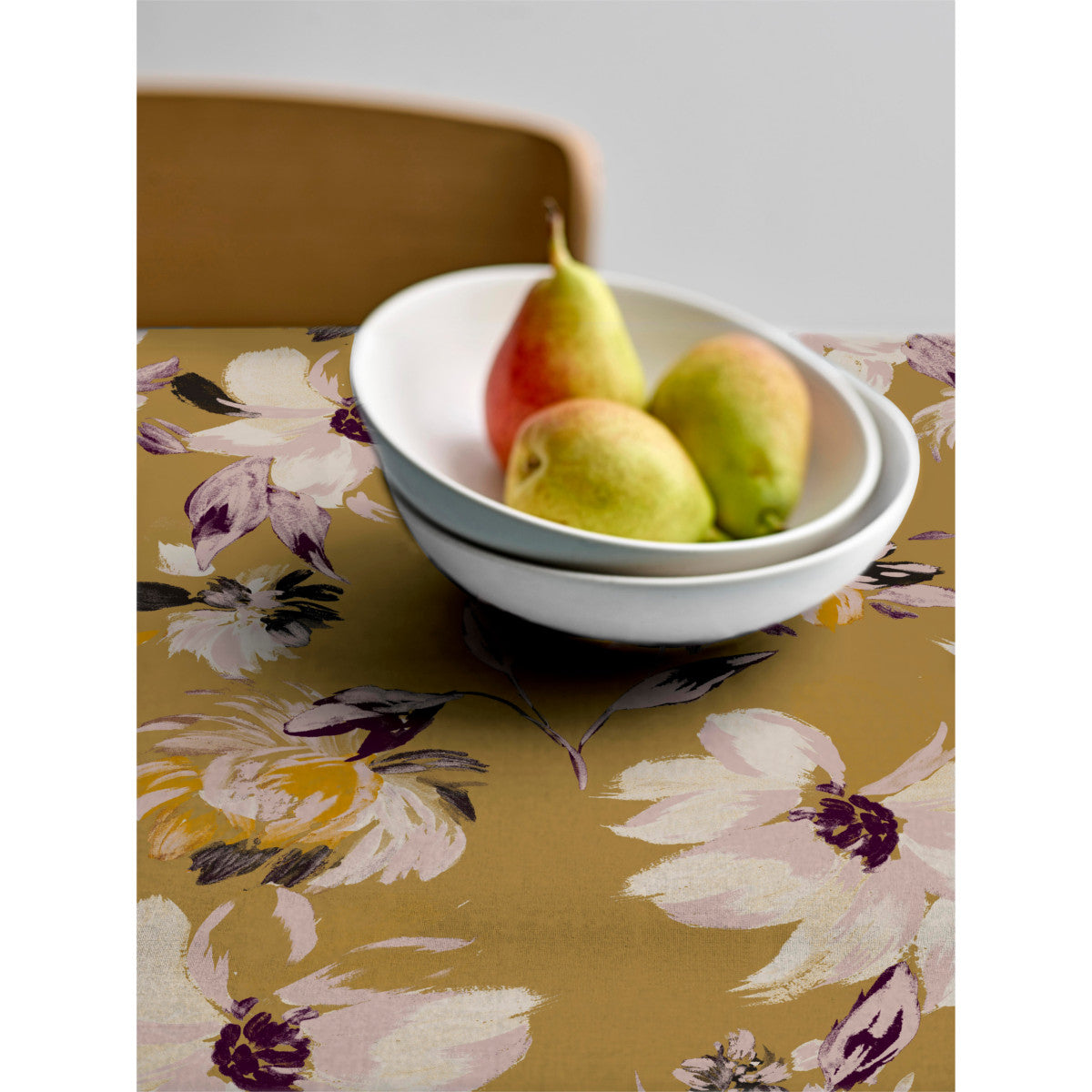 Södahl History Bloom Gold - textilvaxduk i 100 % bomull med glidskydd