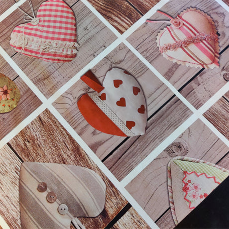 Jul med Hjärtan - Julvaxduk med romantiska tyg hjärtan