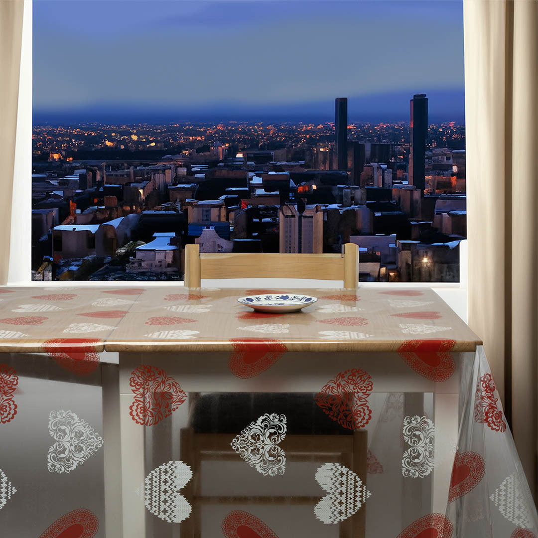 Hjärteglädje - Transparent vaxduk med tryck