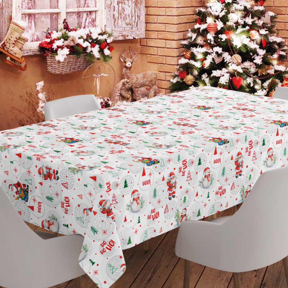 Ho Ho Ho Grå - Julvaxduk med Tomtar och Snögubbar. Miljöbild
