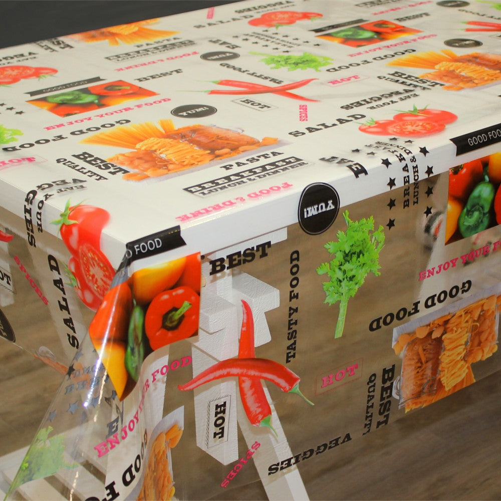 HOT - Transparent vaxduk med grönsaker i friska färger